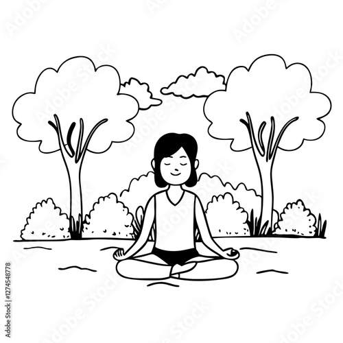 Mental Health Wellness Yoga Meditation Vector