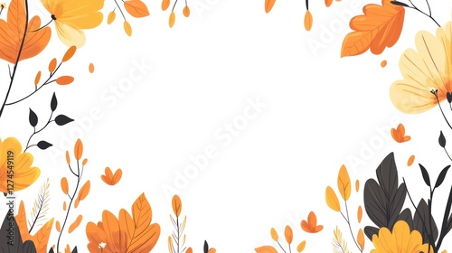 Autumn floral frame, blank space, fall design, website banner