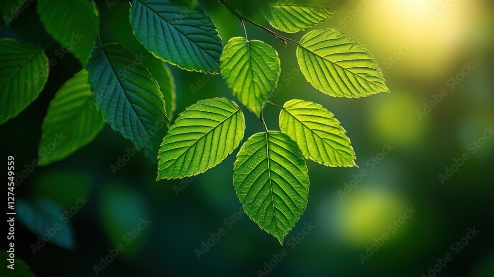Sunlight on green leaves, forest backdrop, nature tranquility, website banner Sunlight on green leaves, forest backdrop, nature tranquility, website banner