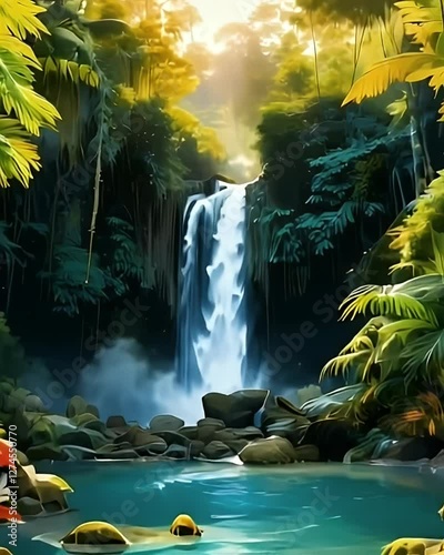 Majestic Jungle Waterfall  Relaxing Nature Scenery & Soothing Sounds