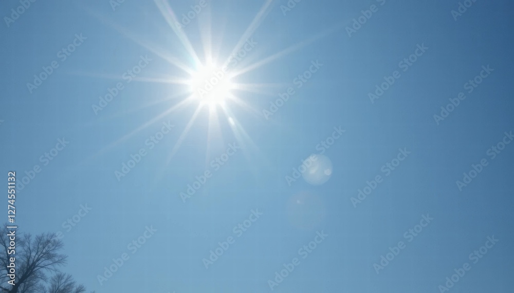 Endless Blue Sky with the Sun Shining at Its Peak Endless Blue Sky with the Sun Shining at Its Peak