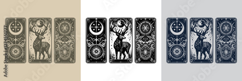 fierce deer vector playing card tattoo design