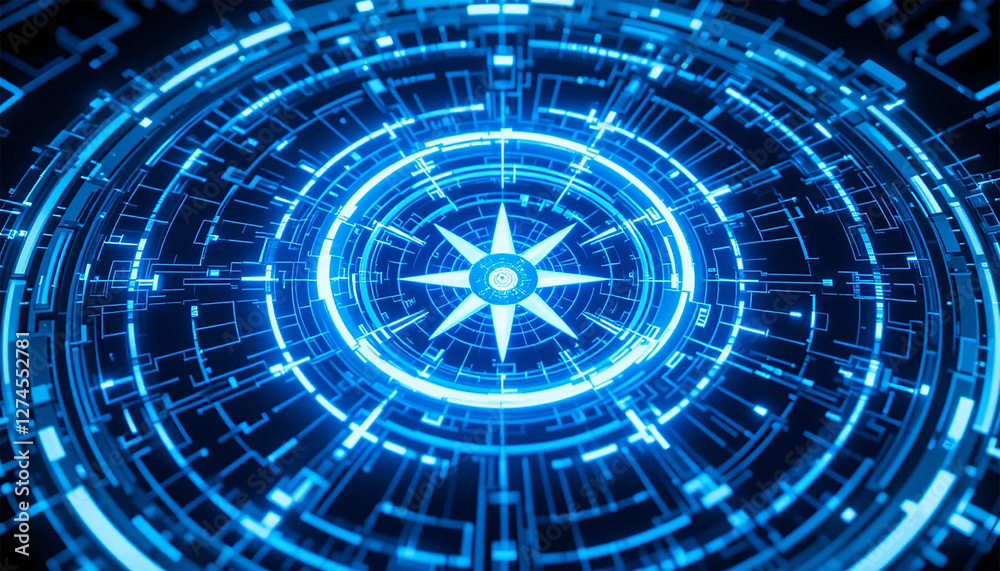 Fototapeta premium Futuristic Digital Interface – Blue Tech Navigation Concept