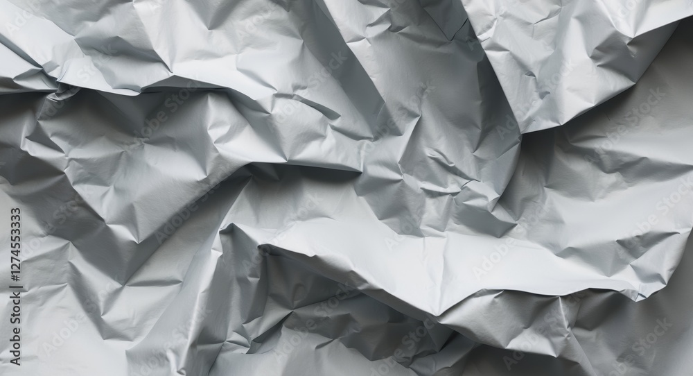 Obraz premium Gray color on white crumpled and creased paper poster texture