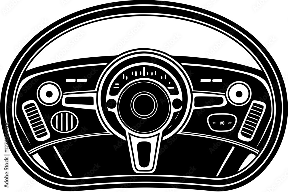 Obraz premium High-Quality Car Dashboard with Speedometer and Controls Vector Design