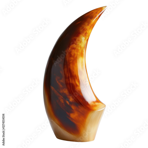 Polished buffalo horn on Transparent backgroundbackdrop with rich amber hue photo