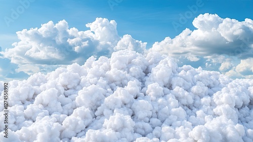 Bright sky and cumulus cloudscape create a calming nature background image photo