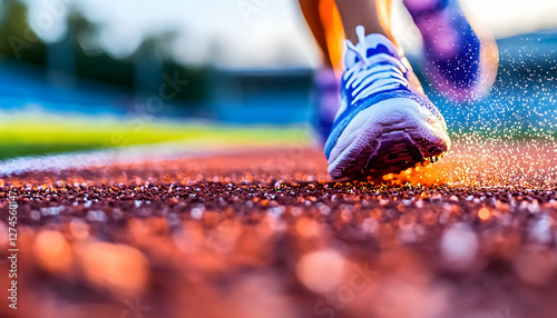 Woman Running Track Sunlight Action Sports