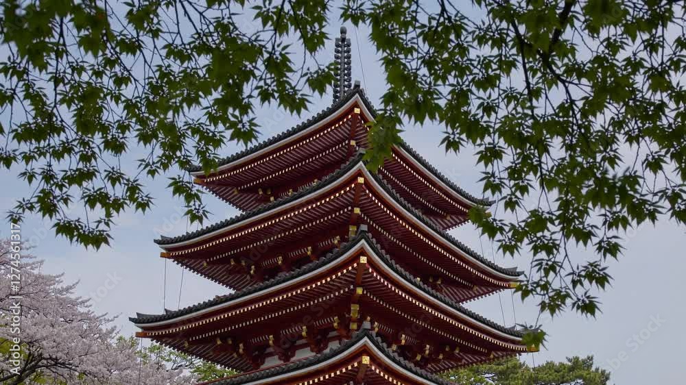 Slow Motion of a Traditional Five-Story Japanese Building – Majestic Pagoda with Elegant Wooden Architecture, Curved Roofs, and Intricate Details, Surrounded by Serene Nature. Perfect for Cultural Slow Motion of a Traditional Five-Story Japanese Building – Majestic Pagoda with Elegant Wooden Architecture, Curved Roofs, and Intricate Details, Surrounded by Serene Nature. Perfect for Cultural