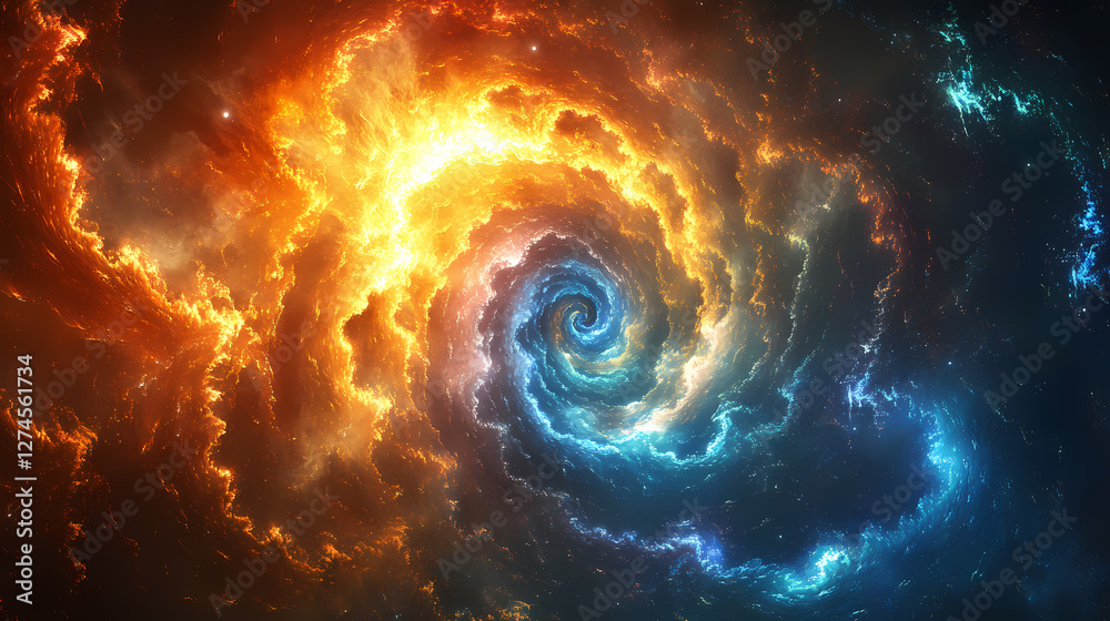 Vibrant rainbow spiral with dynamic swirling motion. Luminous Metaphysical Energy. Illustration Vibrant rainbow spiral with dynamic swirling motion. Luminous Metaphysical Energy. Illustration