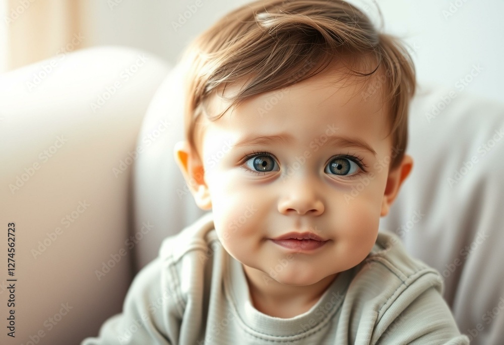 Photorealistic portrait of a 3-year-old male toddler in a relaxed pose Photorealistic portrait of a 3-year-old male toddler in a relaxed pose