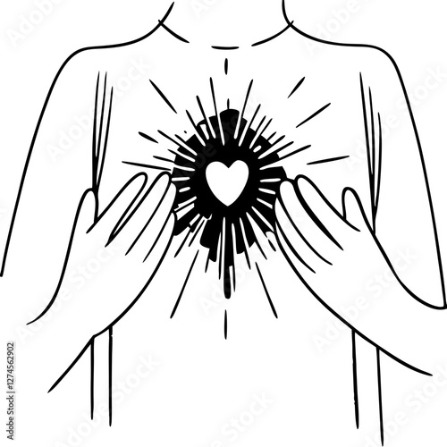 Self Love Glowing Heart Illustration