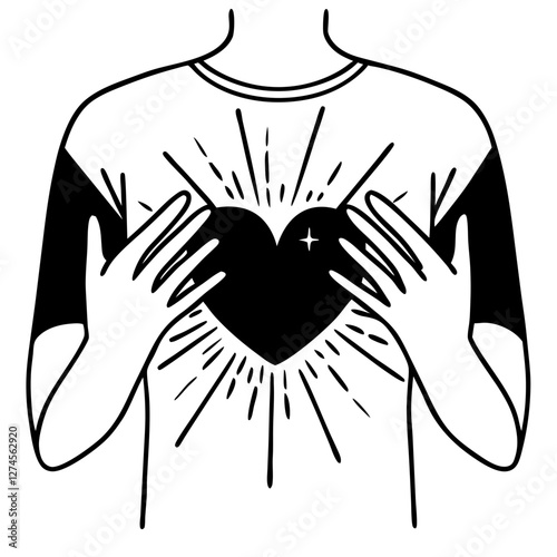 Self Love Glowing Heart Illustration