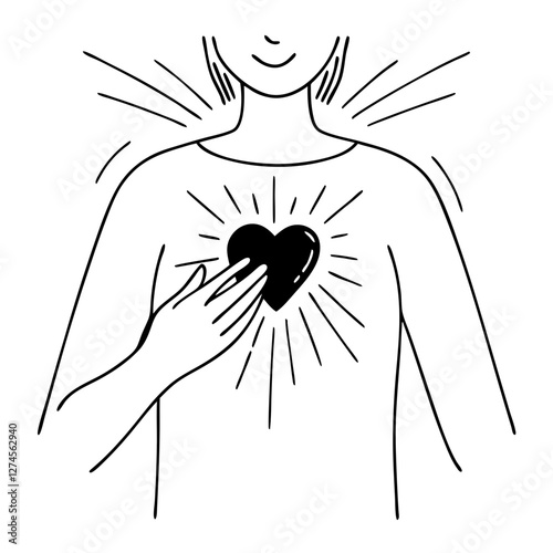 Self Love Glowing Heart Illustration