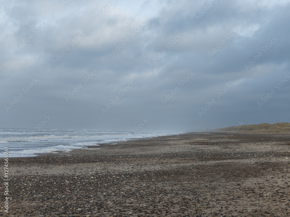 Winter at the North Sea, Scandinavia. Nordjylland (North Jutland Region), Denmark