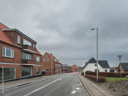 Obraz na płótnie Cityscape of danish town Brovst, North Jutland, Denmark. Jammerbugt Municipality w salonie