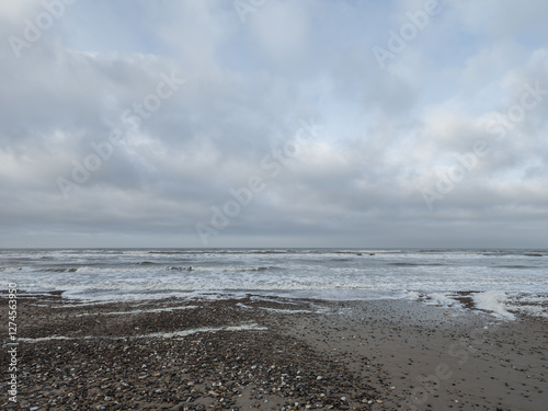 Obraz na płótnie Winter at the North Sea, Scandinavia. Nordjylland (North Jutland Region), Denmark w salonie