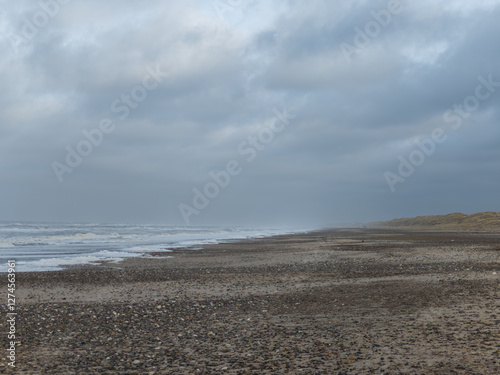 Obraz na płótnie Winter at the North Sea, Scandinavia. Nordjylland (North Jutland Region), Denmark w salonie