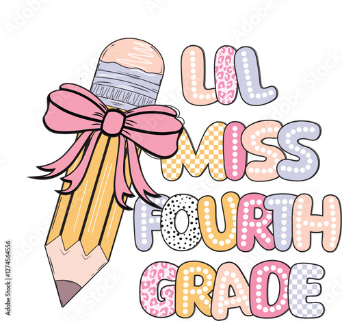 lil miss firest grade, second grade, third grade, fourth grade, pre-k, fifth grade, Lil miss third grade EPS Vector, Little Miss third grade EPS Vector, Coquette pincel EPS Vector, Dalmatian dots EPS 