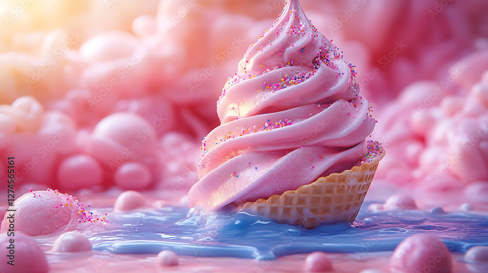 Creative and colorful digital illustration of an ice cream cone with multiple scoops, dripping blue glaze, and vibrant splashes. Fun, artistic, and playful dessert concept.
Creative and colorful digital illustration of an ice cream cone with multiple scoops, dripping blue glaze, and vibrant splashes. Fun, artistic, and playful dessert concept.