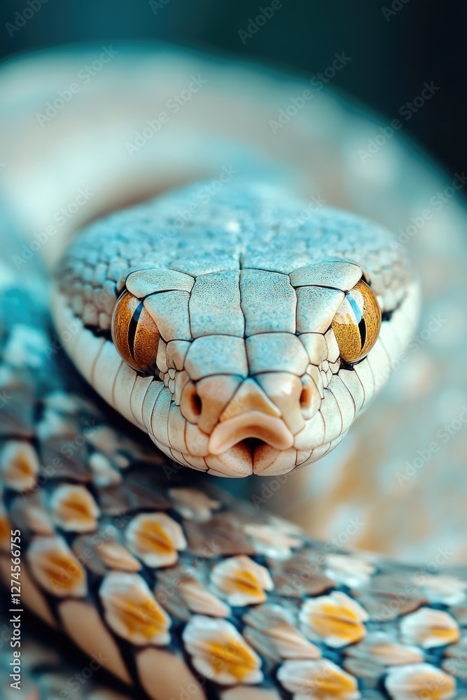 Fototapeta premium A close-up of a rattlesnake, showcasing its distinct pattern and segmented tail.