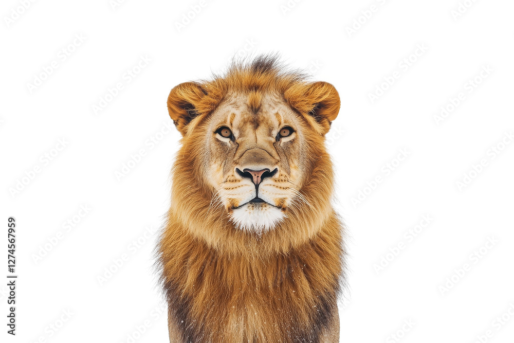 Portrait of lion standing tall with fierce expression isolated on transparent background Portrait of lion standing tall with fierce expression isolated on transparent background