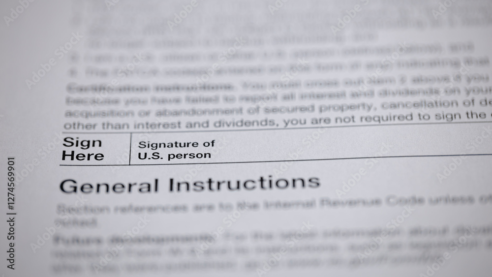Close-up of a document with instructions and a signature line for a U.S. person, emphasizing legal requirements and personal responsibility. Close-up of a document with instructions and a signature line for a U.S. person, emphasizing legal requirements and personal responsibility.