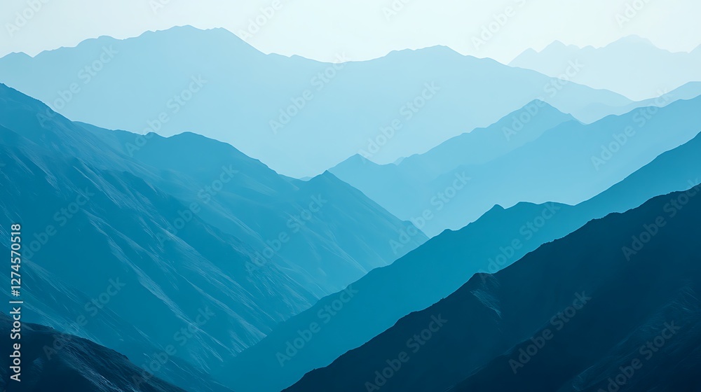 Fototapeta premium Serene Blue Hues Of Distant Mountain Ranges