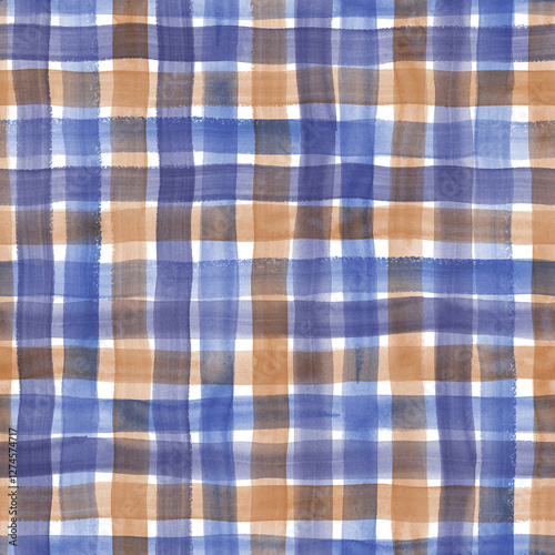 Watercolor stripe gingham s...