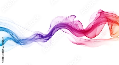 Colorful smoke or ink splash in rainbow colors, isolated on a white background with copy space, suitable for banner design.