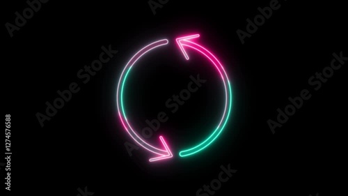 Glowing arrow icon animation on black background.