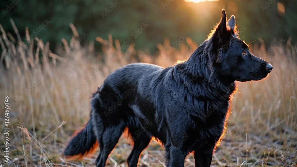Black Shepherd Dog Standing Still – Majestic Canine with a Strong Posture and Glossy Dark Coat, Focused and Alert in a Natural Outdoor Setting. Perfect for Pet, Working Dogs, Guard Dogs, Wildlife Black Shepherd Dog Standing Still – Majestic Canine with a Strong Posture and Glossy Dark Coat, Focused and Alert in a Natural Outdoor Setting. Perfect for Pet, Working Dogs, Guard Dogs, Wildlife