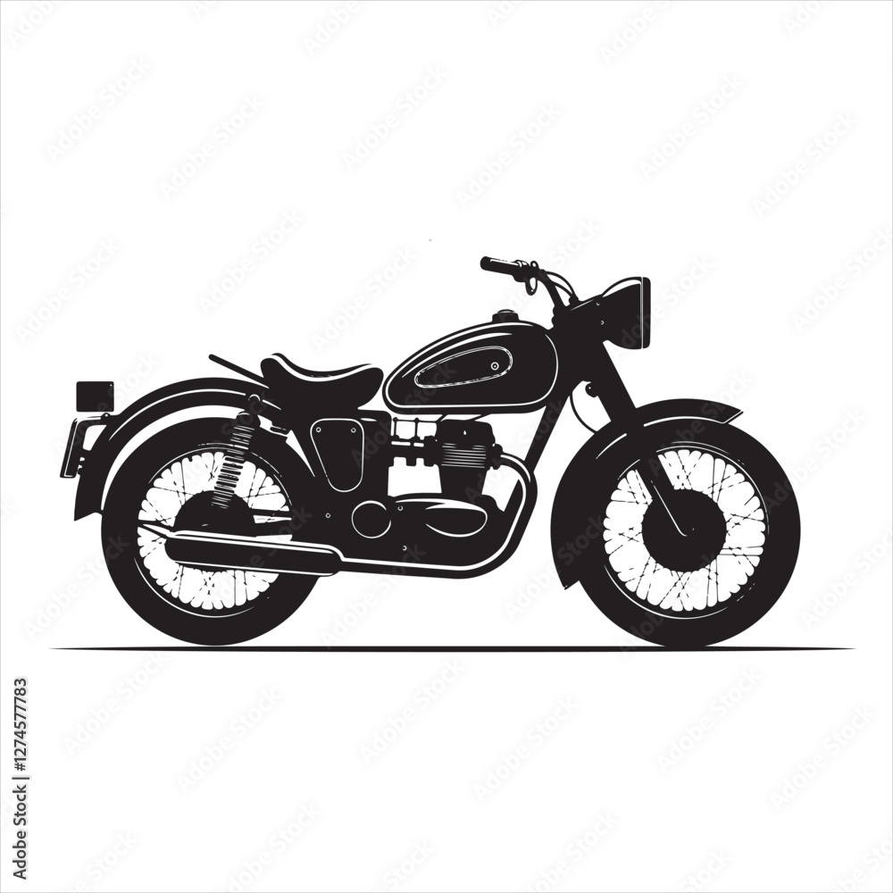 Retro Motorcycle Vector Graphic in Simple Design Retro Motorcycle Vector Graphic in Simple Design