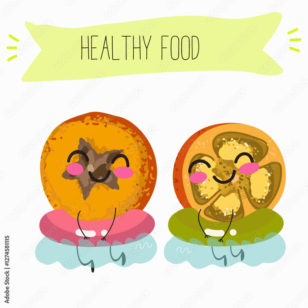 Obraz premium Marang fruit cute funny cheerful characters with different activities.Natural vitamin antioxidant detox food collection. Vector hand drawn illistration.