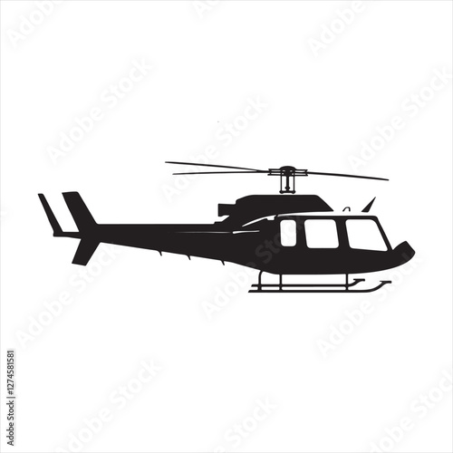 Minimalist Black Silhouette Helicopter Vector Illustration