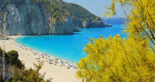 Milos beach Lefkada, a blue and green paradise