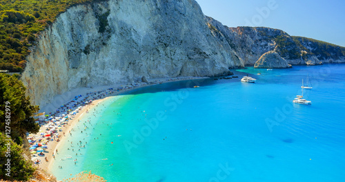 The famous Porto Katsiki beach in Lefkada, Greece