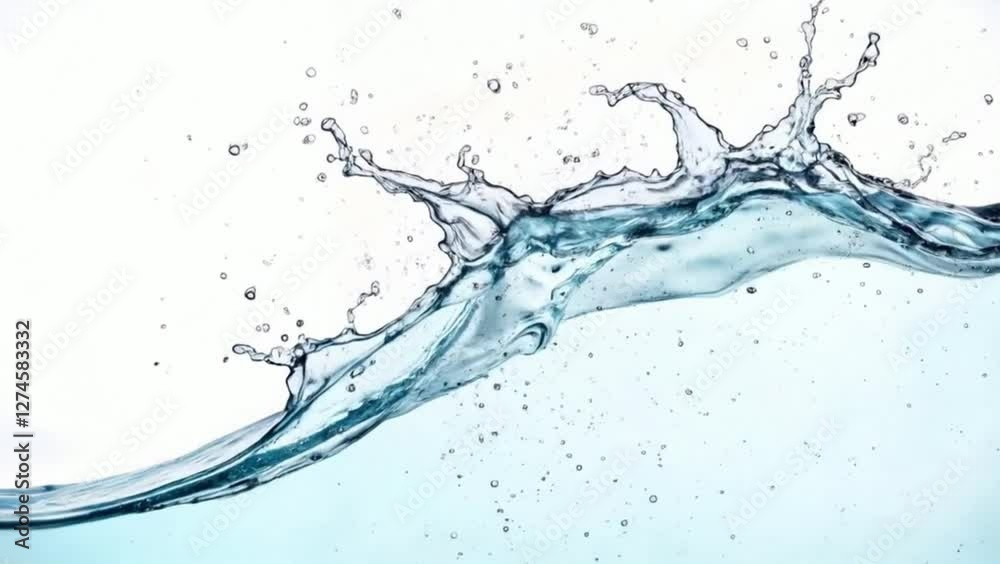 Water splash in motion creating a wave against a white background for ecology theme Water splash in motion creating a wave against a white background for ecology theme