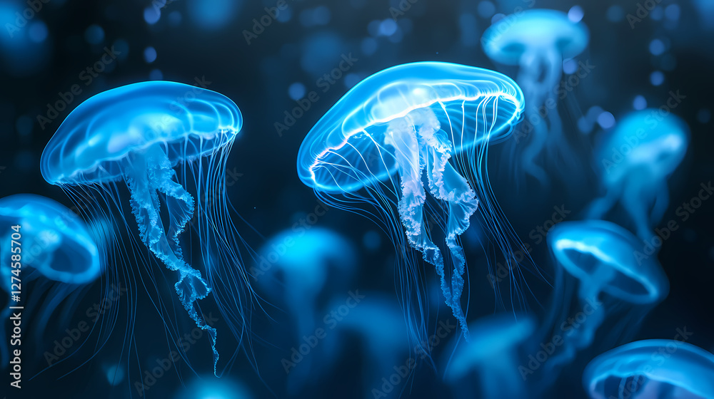 Obraz premium enchanting school translucent jellyfish