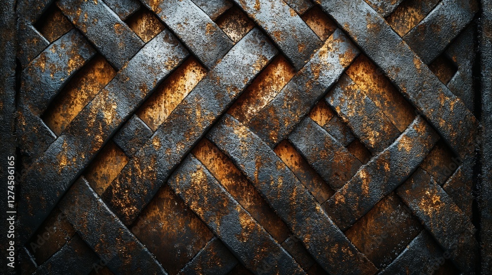 Rusty metallic grid overlay with intersecting metal strips for industrial and vintage design, rusty metal grate texture for construction, industry, manufacturing websites Rusty metallic grid overlay with intersecting metal strips for industrial and vintage design, rusty metal grate texture for construction, industry, manufacturing websites