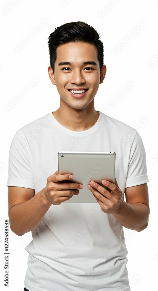 Young Asian male with tablet Young Asian male with tablet