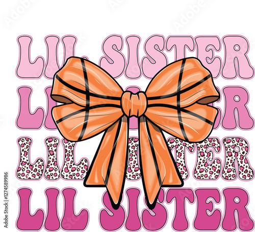 Coquette bow Little sister EPS Vector, lil sis EPS Vector, Retro vintage EPS Vector, dalmatian dots EPS Vector, sister Race EPS Vector, sister EPS Vector, sister graphic EPS Vector, Leopard EPS Vector