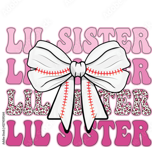 Coquette bow Little sister EPS Vector, lil sis EPS Vector, Retro vintage EPS Vector, dalmatian dots EPS Vector, sister Race EPS Vector, sister EPS Vector, sister graphic EPS Vector, Leopard EPS Vector