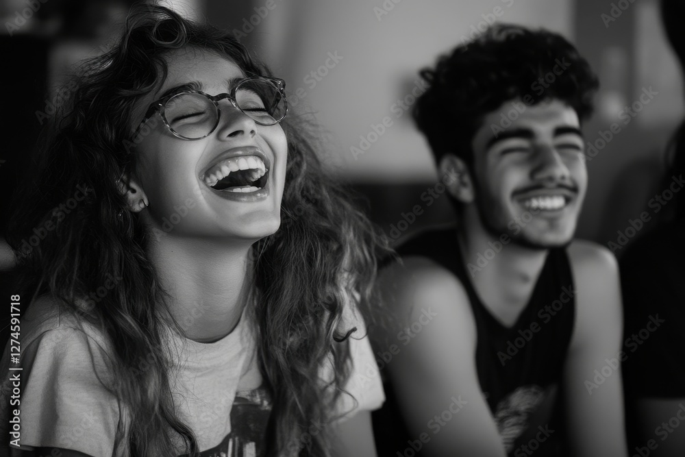 Fototapeta premium Joyful Teenagers Bonding: Friends Sharing Laughter and Fun Together