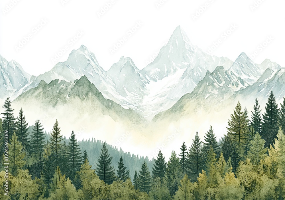 Fototapeta premium mountain forest digital frames clip art