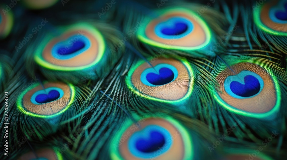 Fototapeta premium Magnificent Peacock Feathers: A Close-Up View of Nature's Jewel