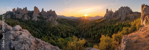 Sunset over a panoramic mountain view in Slovakia, Vrsatec photo