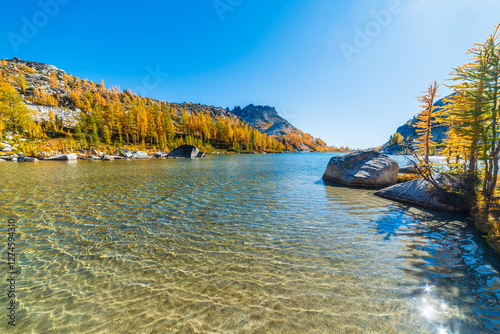 Crystal Clear Waters In Pristine Alpine Lake photo