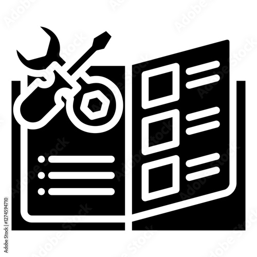 Technical Support Manual Book Glyph Icon Contact Us Communication Line Vector Setup and Maintenance