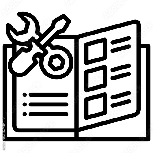 Technical Support Manual Book Line Icon Contact Us Communication Line Vector Setup and Maintenance